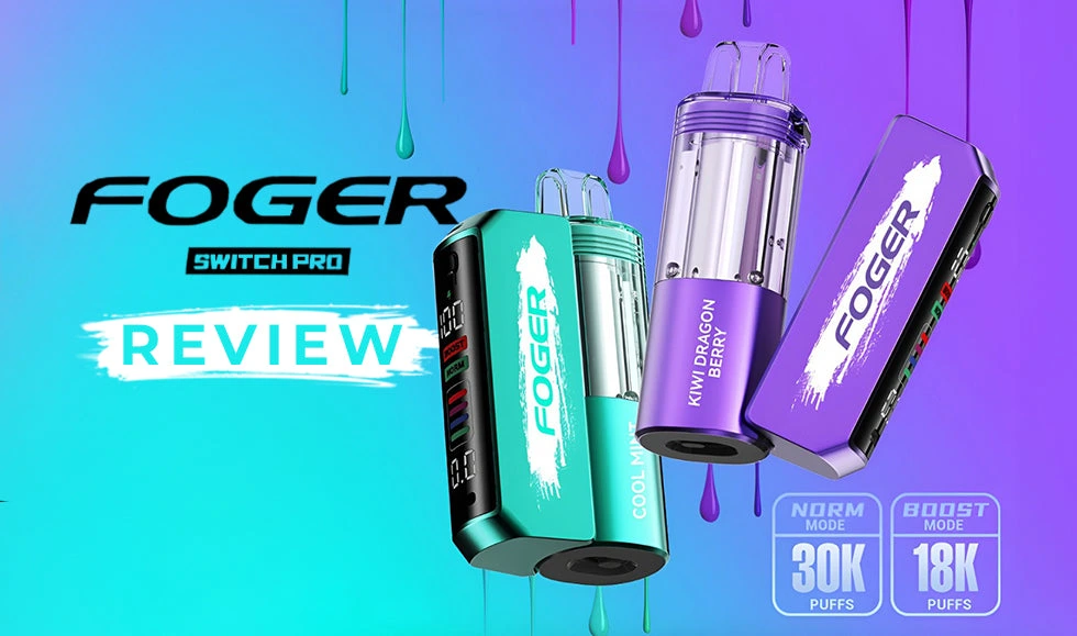 foger vape refill - Close-up of Foger vape refill pod magnetically snapping into the Switch Pro battery device